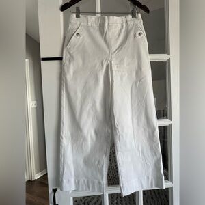 SPANX Women’s White Stretch Twill Cropped Wide Leg Pants